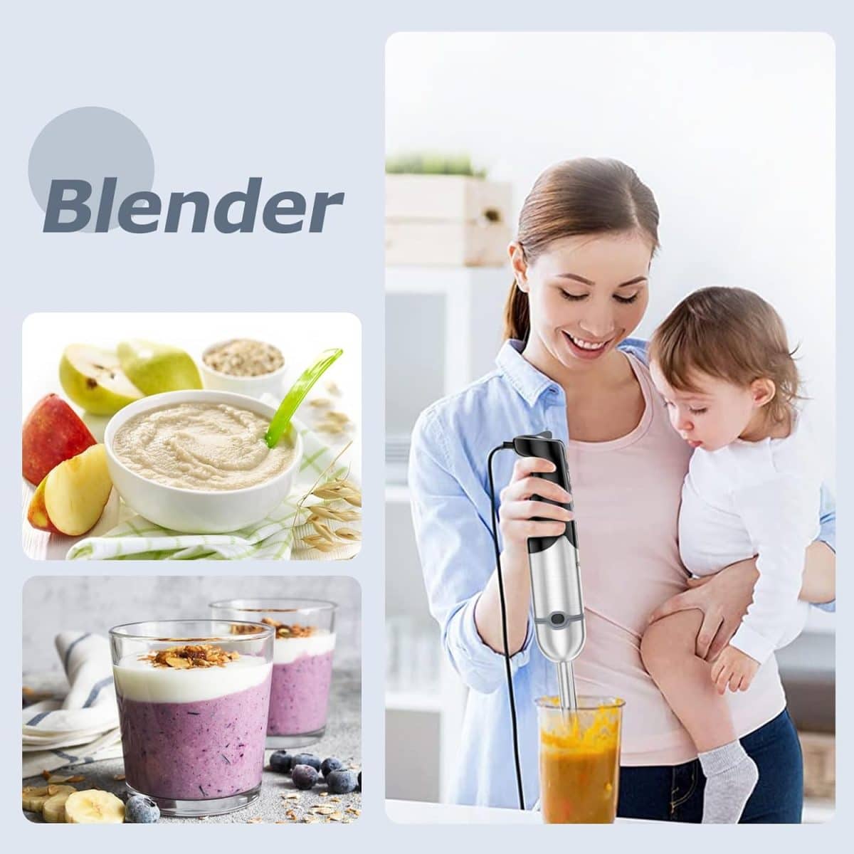 Blender 4 in 1, 1000 W, 12 viteze si functie turbo, multifunctional, negru/argintiu - imagine 7