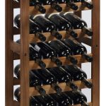 Suport sticle de vin, 7 rafturi pentru 28 de sticle, lemn de salcam, 26 x 47 x 94 cm, Kraftpunkt®