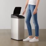 Cos de gunoi ingust cu senzor deschidere/inchidere, 50 L, Kraftpunkt®, otel inoxidabil