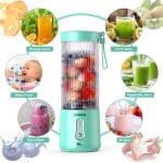 Mini blender electric, Portabil, 450 ml, pentru Smoothie, albastru - imagine 5