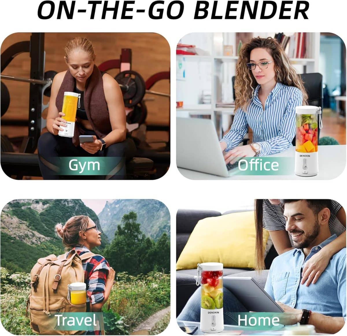 Mini blender electric, Portabil, 450 ml, pentru Smoothie, alb - imagine 4
