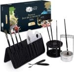 Set accesorii pentru pictura, 8 pensule, 3 spatule, paleta de amestecare, suport pensule