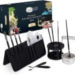Set accesorii pentru pictura, 8 pensule, 3 spatule, paleta de amestecare, suport pensule