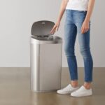 Cos de gunoi cu senzor, 50 L, Kraftpunkt®, otel inoxidabil, gri