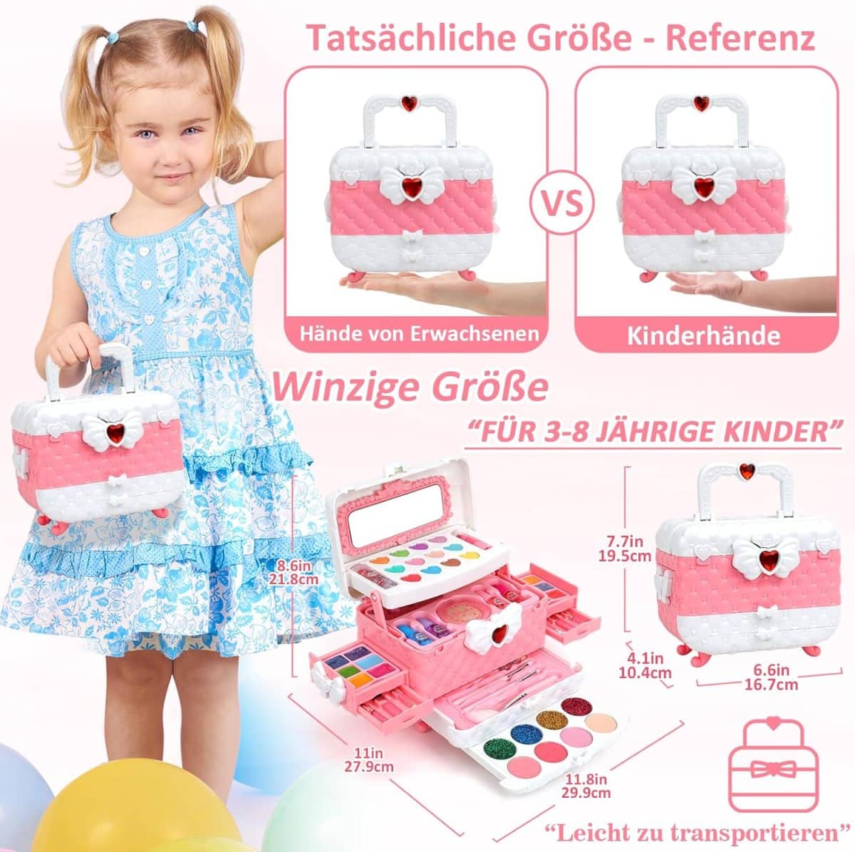 Trusa de machiaj si manichiura pentru copii, geanta, materiale non-toxice, roz - imagine 2