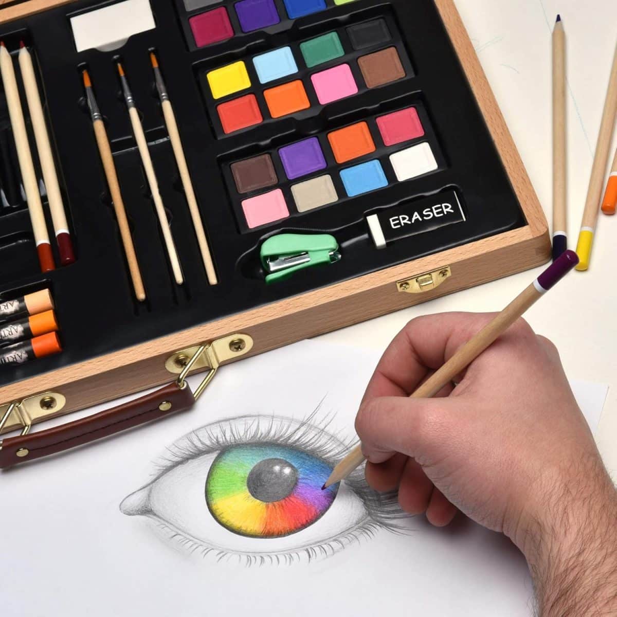 Set pictura si desen profesional, 89 piese, Kraftpunkt® - imagine 6