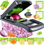Tocator de legume manual, 14 in 1, lame inox, 7 lame, separator ou, Kraftpunkt®