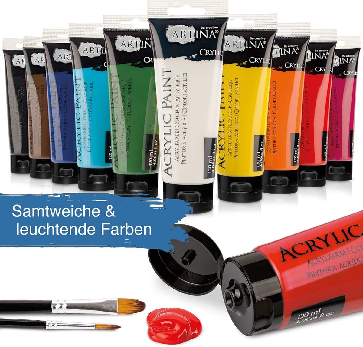 Set acuarele acrilice Artina, 10 culori, 120 ml - imagine 4