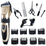 Masina de tuns caini fara fir, set ingrijire animale de companie, cu 14 accesorii incluse, negru/auriu