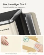 Cos de gunoi 3 in 1, Songmics, 3 x 18 L, cu pedale, otel inoxidabil, crem - imagine 5