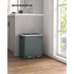 Cos de gunoi cu 2 compartimente, 2 x 15 L, Songmics, reciclare selectiva, otel, gri-verde - imagine 6