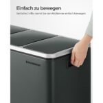 Cos de gunoi 3 in 1, Songmics, 3 x 18 L, cu pedale, otel inoxidabil, gri-verde - imagine 3