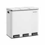 Cos de gunoi 3 in 1, Songmics, 3 x 18 L, cu pedale, otel inoxidabil, alb