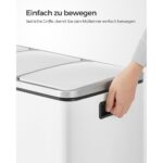 Cos de gunoi 3 in 1, Songmics, 3 x 18 L, cu pedale, otel inoxidabil, alb - imagine 3