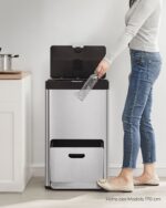 Cos de gunoi 3 in 1, 60L, reciclare selectiva, deschidere prin buton si pedala, absortie mirosuri, otel inoxidabil - imagine 4