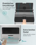 Cos de gunoi 3 in 1, 60L, reciclare selectiva, deschidere prin buton si pedala, absortie mirosuri, otel inoxidabil - imagine 2