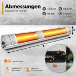 Incalzitor infrarosu TRESKO 3000W cu telecomanda – montaj perete, 3 trepte, interior & exterior, tehnologie Gold - imagine 6