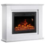 Semineu electric decorativ cu LED multicolor, 2000W, telecomanda, cadru lemn MDF alb, reglare temperatură 15-30°C, Artlife, 100x28x82 cm