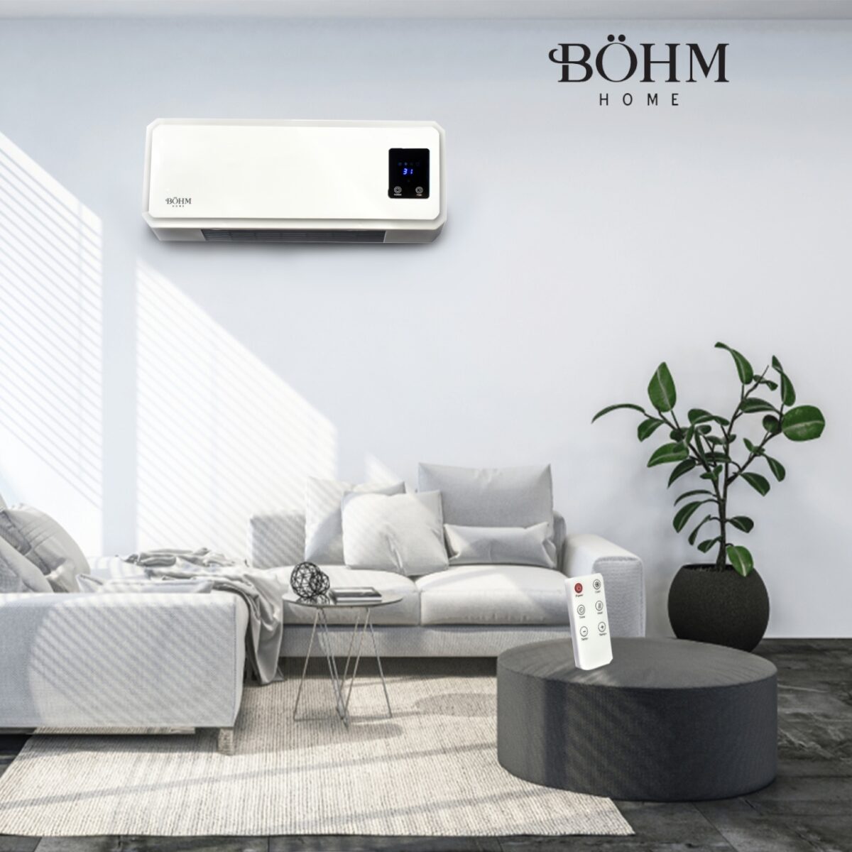 Aeroterma de perete, doua trepte de putere 1000/2000W, Timer 1-12 H , suprafata de incalzire 20-25 m² - imagine 3