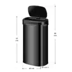 Cos de gunoi cu senzor automat, 60L, deschidere/inchidere silentioasa, otel, negru - imagine 2