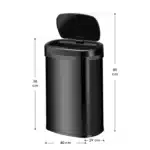 Cos de gunoi cu senzor automat, 50L, deschidere/inchidere silentioasa, otel, negru - imagine 2