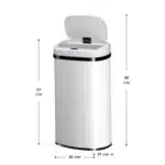 Cos de gunoi cu senzor automat, 60L, deschidere/inchidere silentioasa, otel, alb - imagine 2