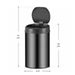 Cos de gunoi cu senzor automat, 30L, deschidere/inchidere silentioasa, otel, negru - imagine 2