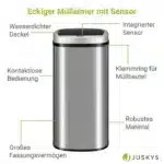 Cos de gunoi cu senzor automat, 70L deschidere/inchidere silentioasa, otel, argintiu - imagine 8