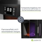 Semineu electric 1800 W cu efect de flacara LED, control WiFi/app, Fonta, telecomanda, 2 trepte de incalzire, stil soba, negru, Juskys - imagine 4
