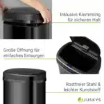 Cos de gunoi cu senzor automat, 60L, deschidere/inchidere silentioasa, otel, negru - imagine 5