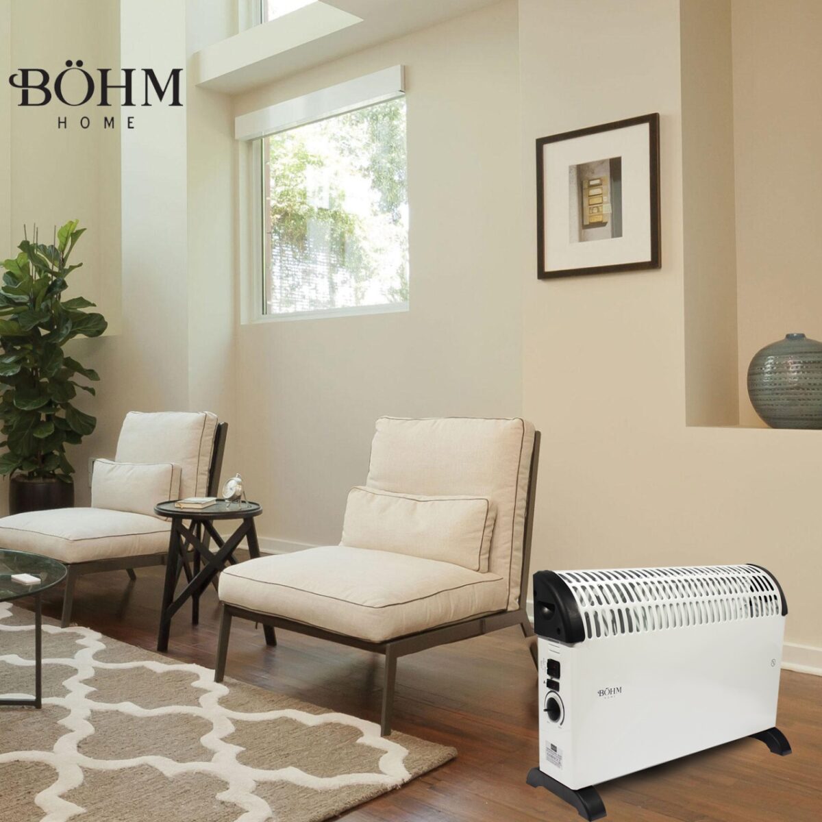 Radiator electric cu ventilator turbo, 2000 W, Timer pana la 24 h, Suprafața de încălzire 20-25 m² - imagine 2