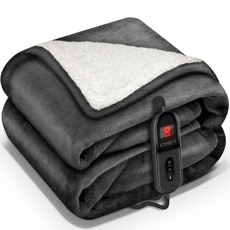 sinnleinz-heizdecke-mit-abschaltautomatik-160x120cm-anthrazit-elektrische-waermedecke-mit-9-temperaturstufen-kuscheldecke-waschbar-bett-sofa-decke-elektrisch-mit-timer-digitalanzeige