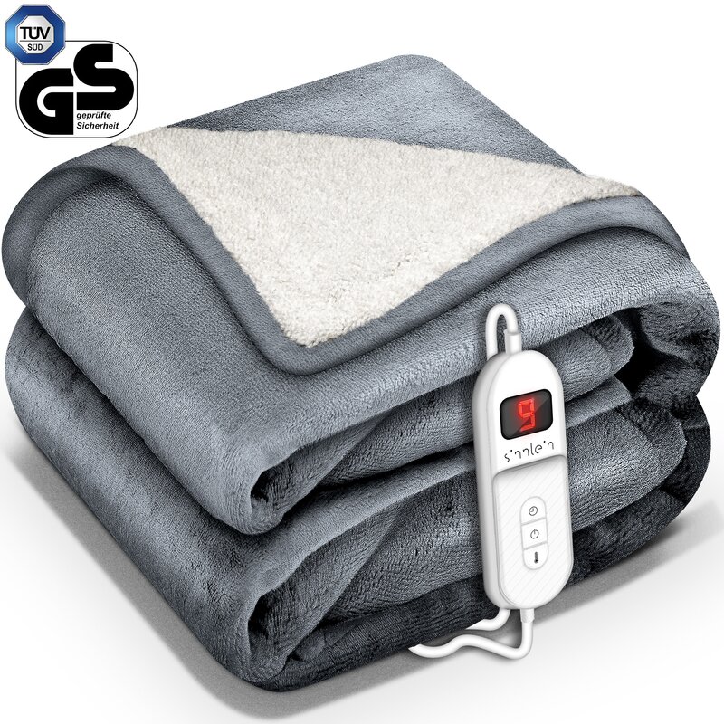 sinnleinz-heizdecke-mit-abschaltautomatik-160x120cm-hellgrau-elektrische-waermedecke-mit-9-temperaturstufen-kuscheldecke-waschbar-bett-sofa-decke-elektrisch-mit-timer-digitalanzeige