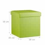 Taburet cu spatiu de depozitare, pliabil, piele ecologica, verde, 38 x 38 x 38 cm - imagine 3