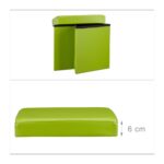 Taburet cu spatiu de depozitare, pliabil, piele ecologica, verde, 38 x 38 x 38 cm - imagine 4