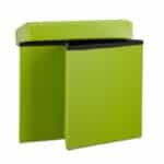 Taburet cu spatiu de depozitare, pliabil, piele ecologica, verde, 38 x 38 x 38 cm - imagine 5