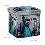 Taburet "New York" cu spatiu de depozitare, pliabil, piele ecologica, 38 x 38 x 38 cm - imagine 3