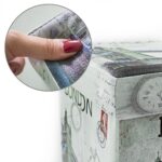 Taburet "London" cu spatiu de depozitare, pliabil, piele ecologica, 38 x 38 x 38 cm - imagine 6