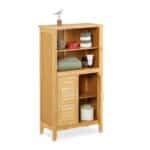 Dulap pentru baie, inchidere magnetica, bambus/MDF, 92 x 50 x 25 cm