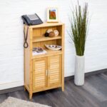 Dulap pentru baie, inchidere magnetica, bambus/MDF, 92 x 50 x 25 cm - imagine 2