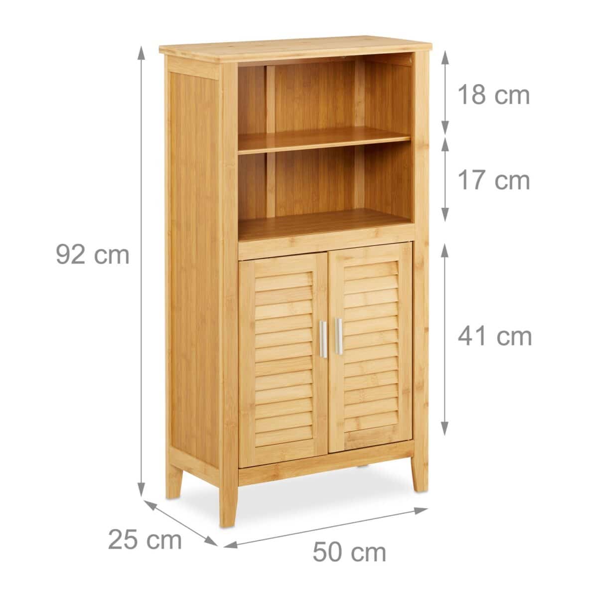 Dulap pentru baie, inchidere magnetica, bambus/MDF, 92 x 50 x 25 cm - imagine 5