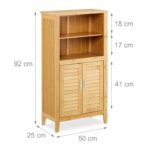 Dulap pentru baie, inchidere magnetica, bambus/MDF, 92 x 50 x 25 cm - imagine 5