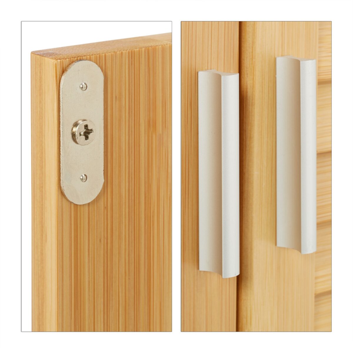 Dulap pentru baie, inchidere magnetica, bambus/MDF, 92 x 50 x 25 cm - imagine 8