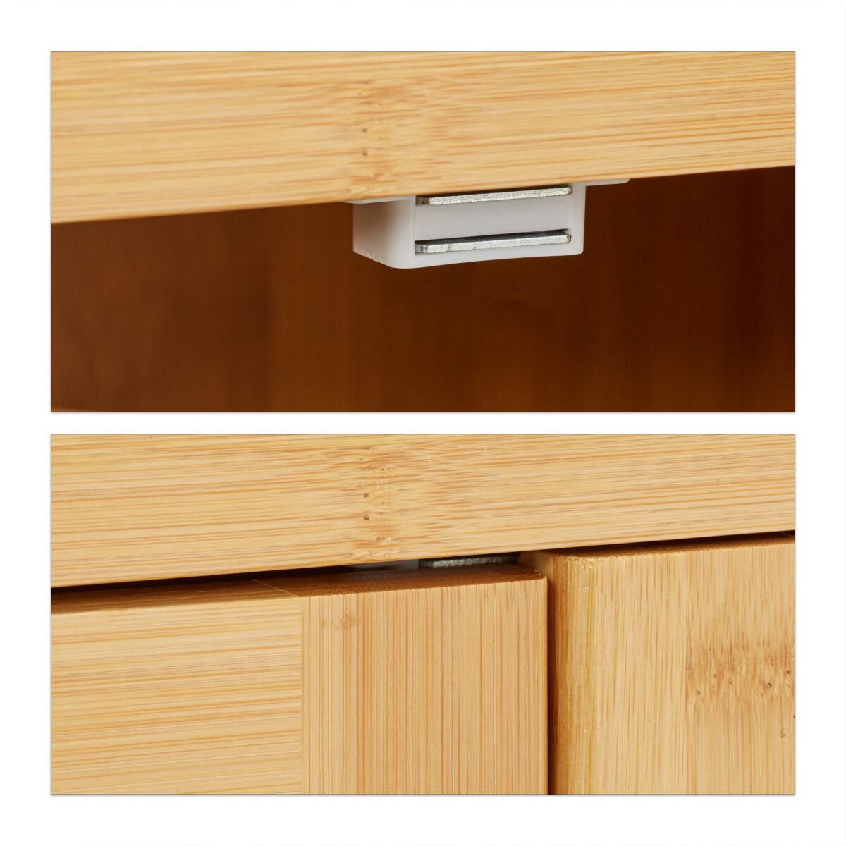 Dulap pentru baie, inchidere magnetica, bambus/MDF, 92 x 50 x 25 cm - imagine 6