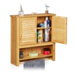 Dulap baie suspendat, bambus, maro, 66 x 62 x 20 cm