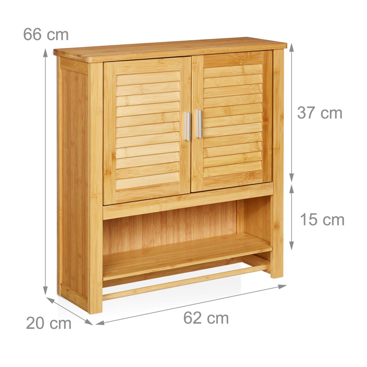 Dulap baie suspendat, bambus, maro, 66 x 62 x 20 cm - imagine 4