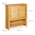 Dulap baie suspendat, bambus, maro, 66 x 62 x 20 cm - imagine 4