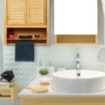 Dulap baie suspendat, bambus, maro, 66 x 62 x 20 cm - imagine 5