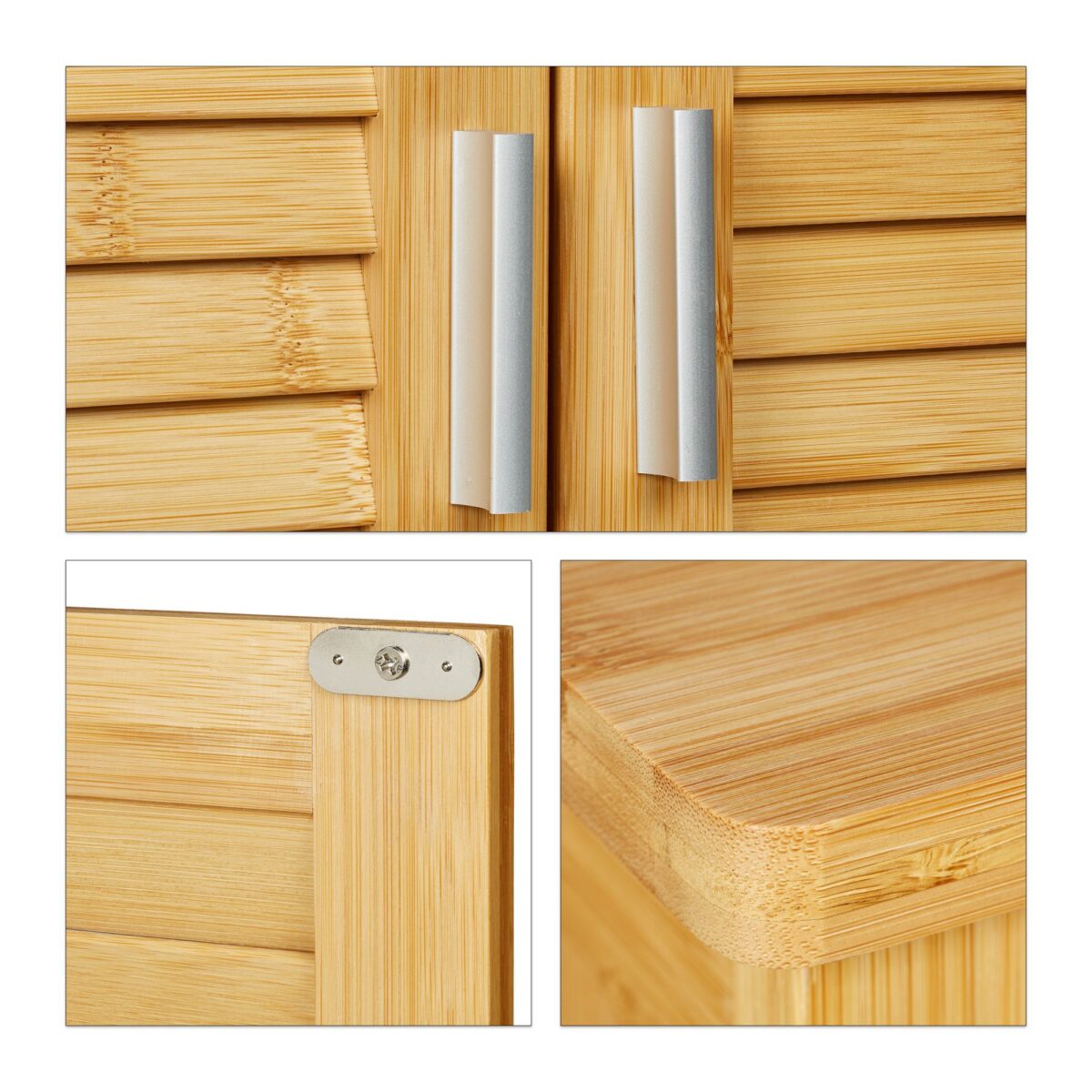 Dulap baie suspendat, bambus, maro, 66 x 62 x 20 cm - imagine 8