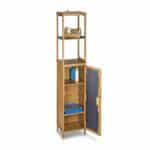 Dulap baie, 5 rafturi, din bambus, 170 x 33,5 x 28 cm, maro